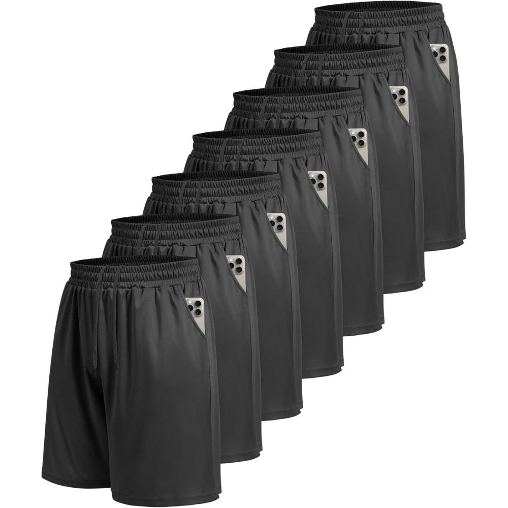 image7 Pack Mens Athletic Shorts  Gym Basketball Running Workout Quick Dry Black Shorts with Pockets for Casual Performance4blackBlackBlackBlackBlackBlackBlack