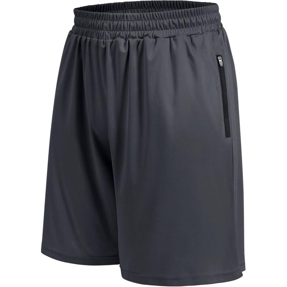 imageBasketball Gym Mens Shorts with Zipper Pockets  Quick Dry Lightweight Athletic Workout Running Casual Shorts for Men2dark Grey