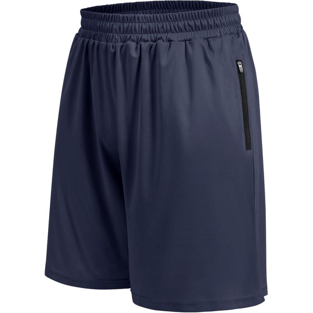 imageBasketball Gym Mens Shorts with Zipper Pockets  Quick Dry Lightweight Athletic Workout Running Casual Shorts for Men3navy Blue