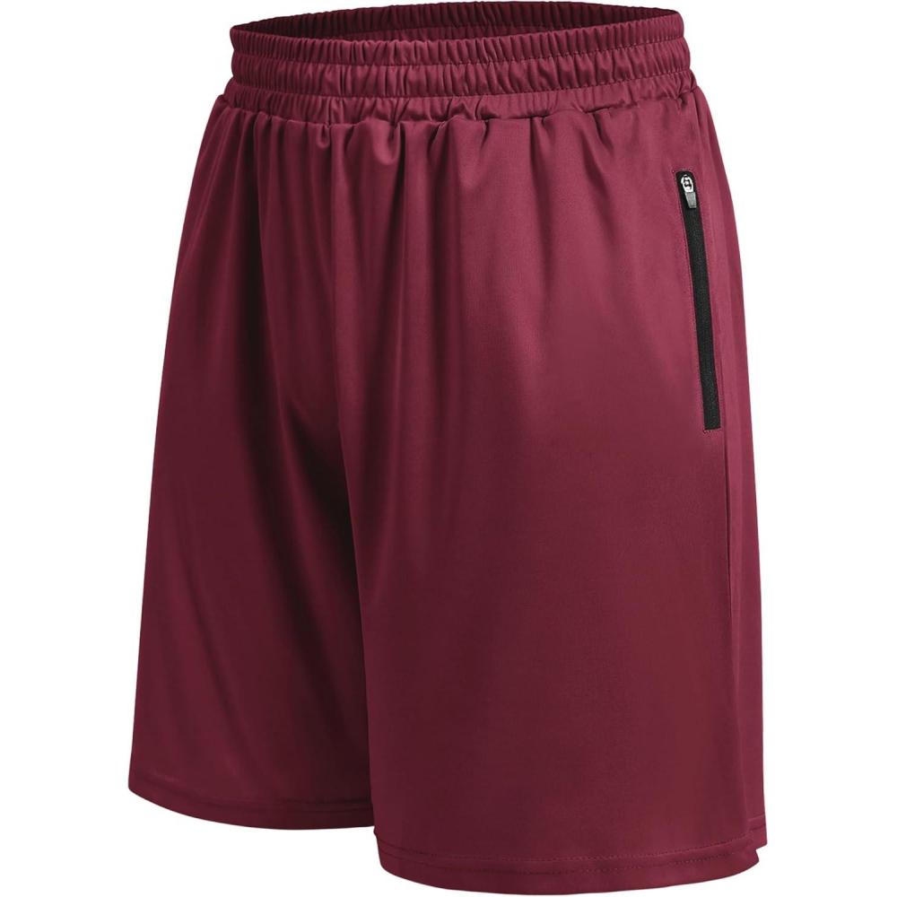 imageBasketball Gym Mens Shorts with Zipper Pockets  Quick Dry Lightweight Athletic Workout Running Casual Shorts for Men6wine