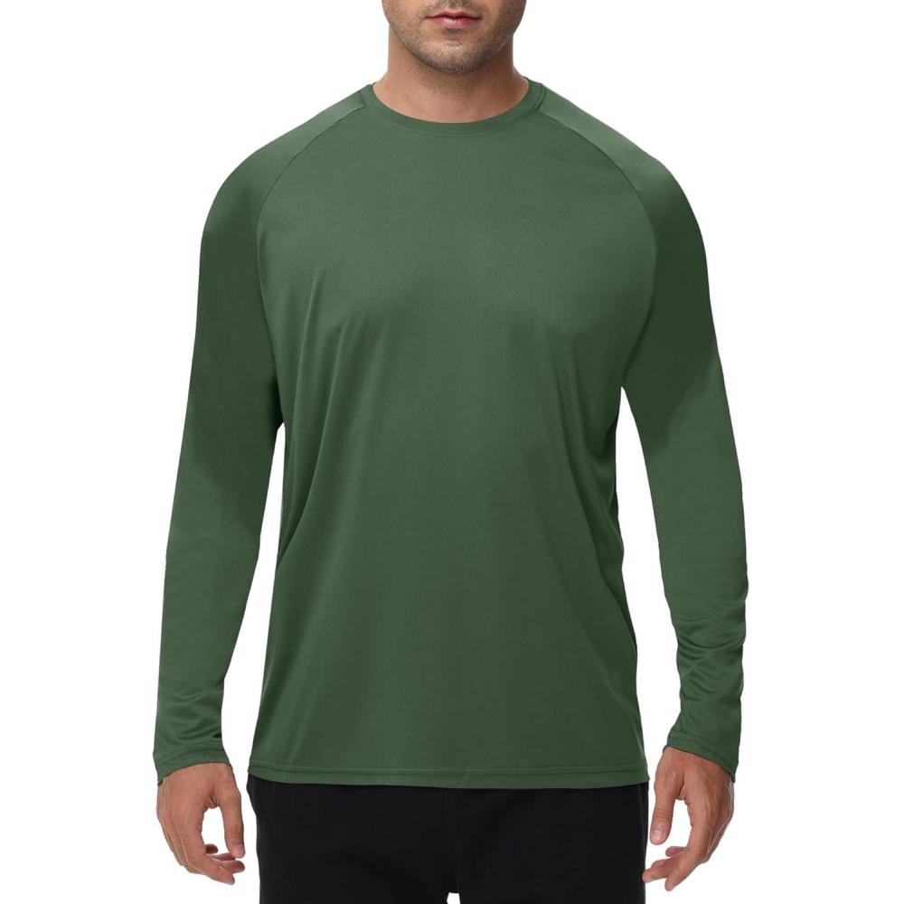 imageLong Sleeve Shirts for Men  Quick Dry Moisture Wicking UV UPF Sun Protection TShirts for Fishing Workout SwimHlight Green
