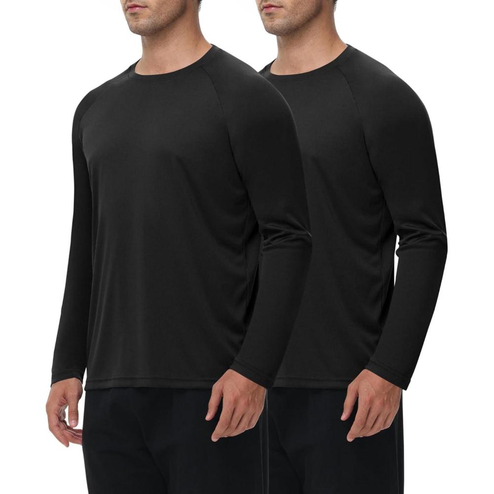 imageLong Sleeve Shirts for Men  Quick Dry Moisture Wicking UV UPF Sun Protection TShirts for Fishing Workout SwimLblackBlack