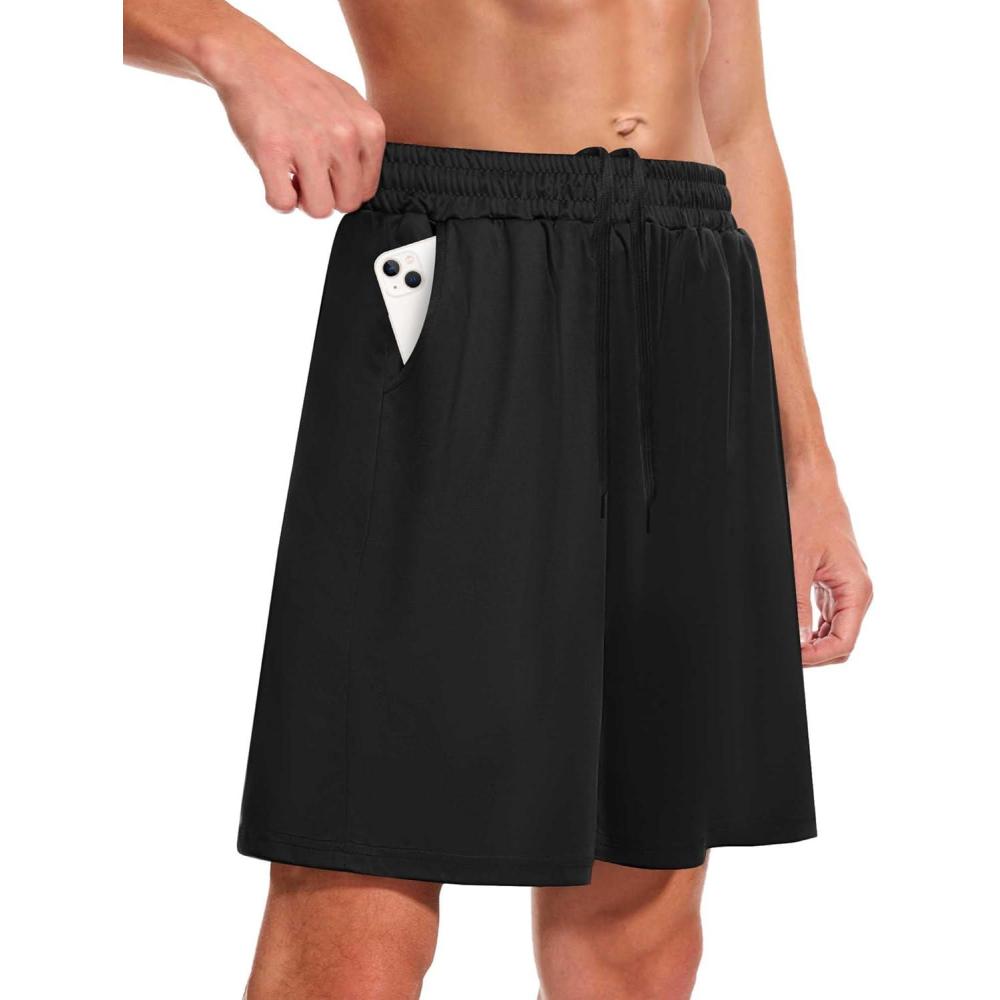imageMens Athletic Gym Shorts  Quick Dry Black Casual Basketball Shorts with Pockets for Running Workout ActivewearBlack