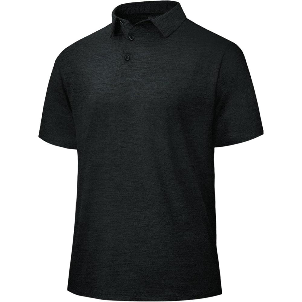 imagePolo Shirts for Men  Quick Dry Moisture Wicking Black Short Sleeve Performance Golf T Shirts for Casual Work Athletic1black