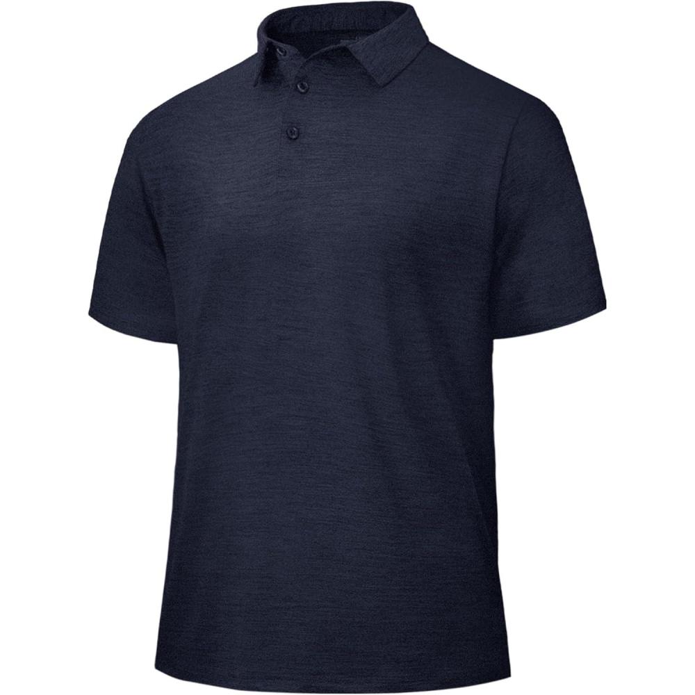imagePolo Shirts for Men  Quick Dry Moisture Wicking Black Short Sleeve Performance Golf T Shirts for Casual Work Athletic2navy Blue