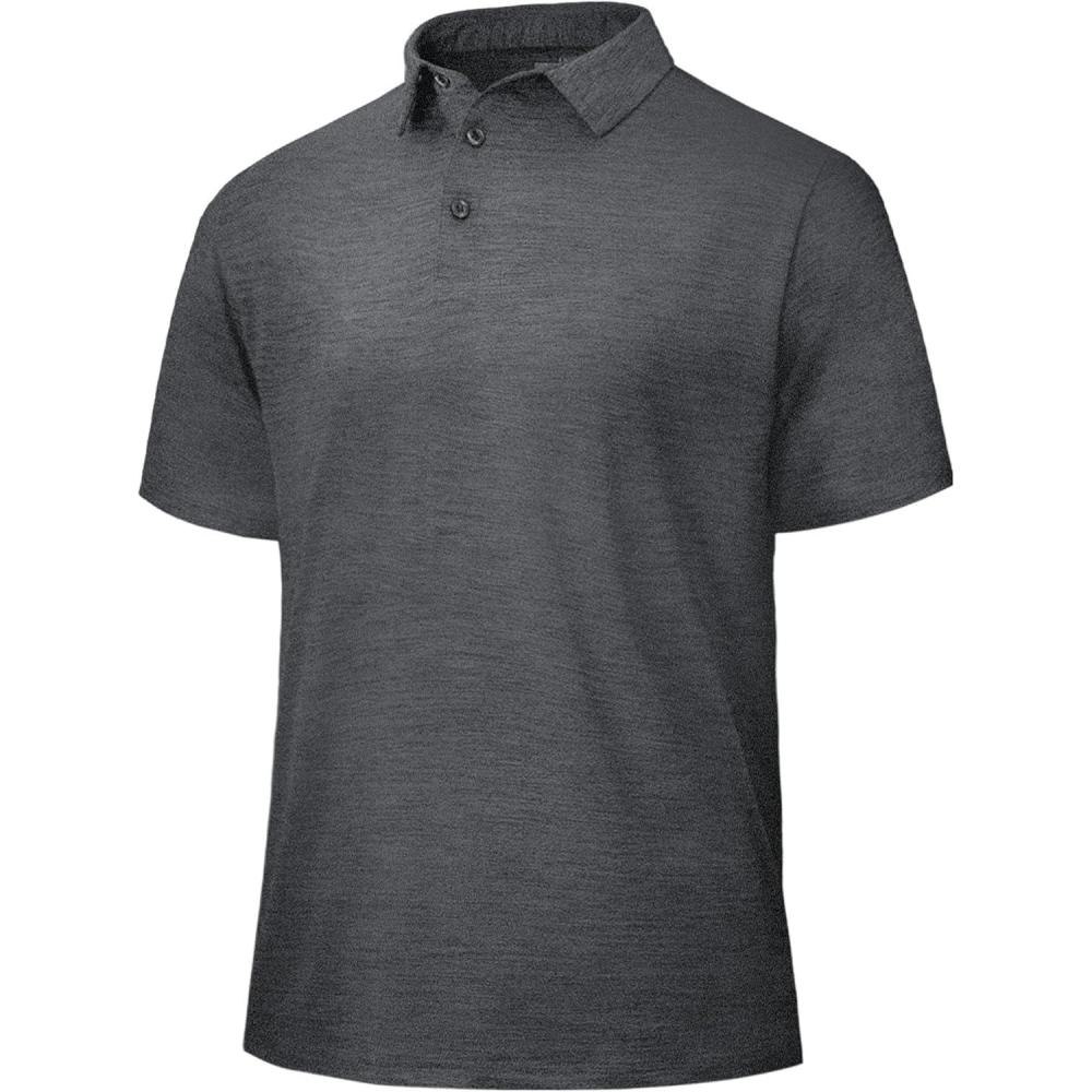 imagePolo Shirts for Men  Quick Dry Moisture Wicking Black Short Sleeve Performance Golf T Shirts for Casual Work Athletic4dark Grey