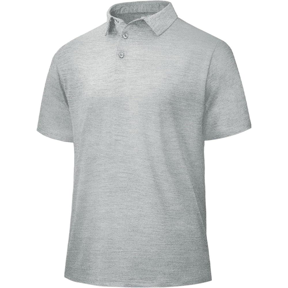 imagePolo Shirts for Men  Quick Dry Moisture Wicking Black Short Sleeve Performance Golf T Shirts for Casual Work Athletic5light Grey