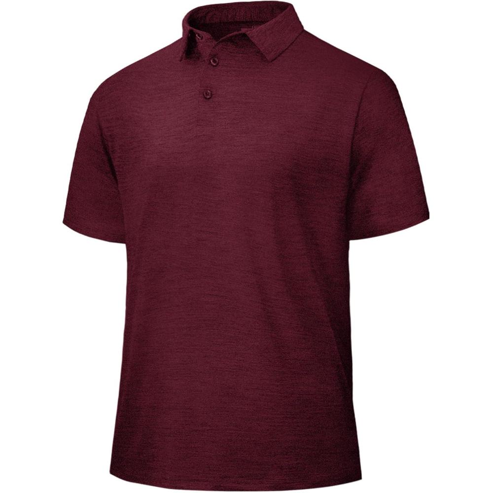 imagePolo Shirts for Men  Quick Dry Moisture Wicking Black Short Sleeve Performance Golf T Shirts for Casual Work Athletic8wine