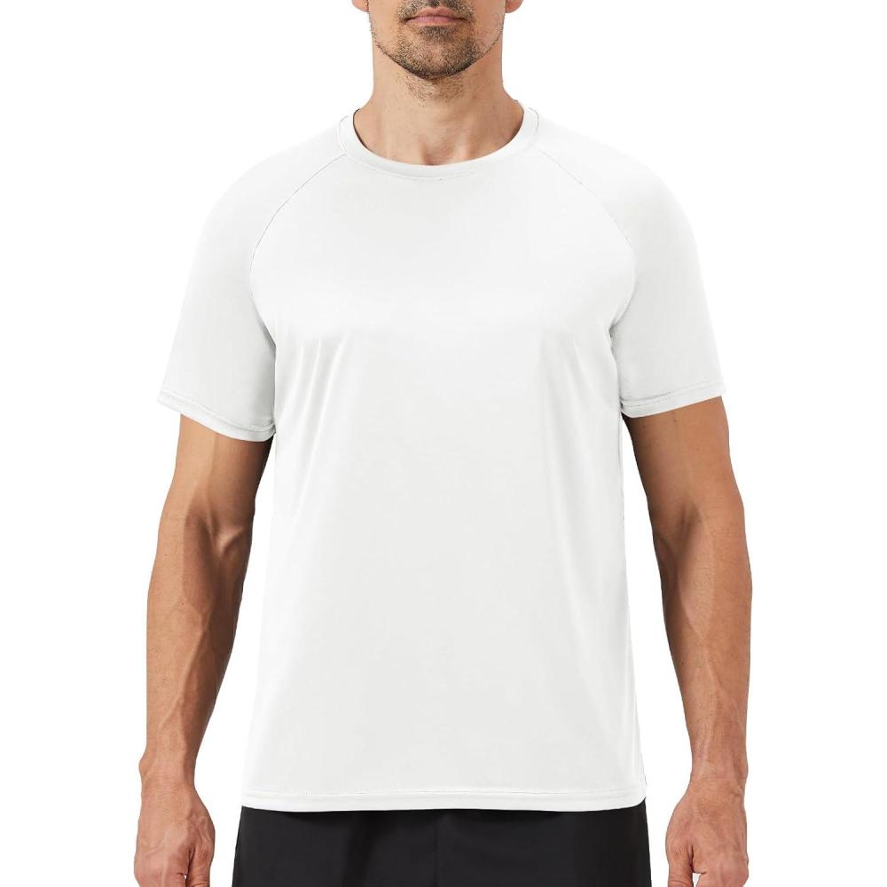 imageWorkout Mens Shirts  Casual Black Quick Dry Moisture Wicking TShirts Crew Neck Short Sleeve for Gym Athletic Running2white