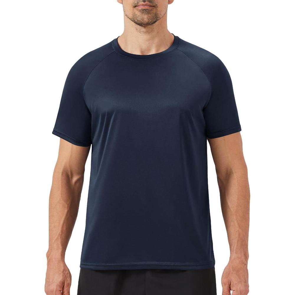 imageWorkout Mens Shirts  Casual Black Quick Dry Moisture Wicking TShirts Crew Neck Short Sleeve for Gym Athletic Running4navy Blue