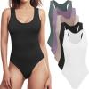 imageCE CERDR 5 Pack Body Suits for Womens Ribbed Bodysuits Scoop Neck Sleeveless Racerback Tank Tops Bodysuits