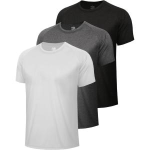 3 Pack Workout Mens Shirts – Quick Dry Causal Moisture Wicking Work Gym Athletic Short Sleeve for Basketball Running(2-heather Black  Dark Grey  White)