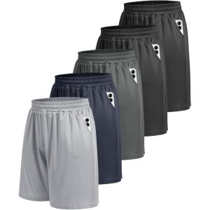 5 Pack Athletic Gym Mens Shorts – Workout Black Quick Dry Basketball Shorts with Pockets for Running Casual Activewear(1-black/Black/Dark Grey/Navy Blue/Light Grey)