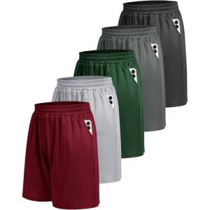 5 Pack Athletic Gym Mens Shorts – Workout Black Quick Dry Basketball Shorts with Pockets for Running Casual Activewear(3-black/Dark Grey/Light Grey/Army Green/Wine)