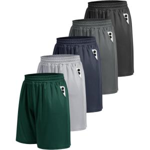 5 Pack Athletic Gym Mens Shorts – Workout Black Quick Dry Basketball Shorts with Pockets for Running Casual Activewear(4-black/Dark Grey/Navy Blue/Light Grey/Dark Green)