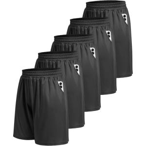 5 Pack Athletic Gym Mens Shorts – Workout Black Quick Dry Basketball Shorts with Pockets for Running Casual Activewear(5-black/Black/Black/Black/Black)