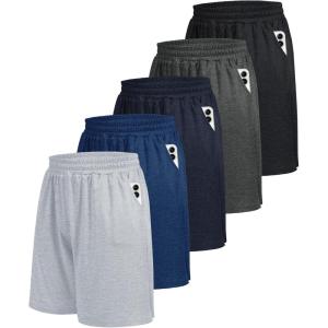 5 Pack Athletic Gym Mens Shorts – Workout Black Quick Dry Basketball Shorts with Pockets for Running Casual Activewear(5-heather-black/Dark Grey/Navy Blue/Dark Blue/Light Grey)