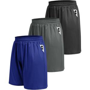 5 Pack Athletic Gym Mens Shorts – Workout Black Quick Dry Basketball Shorts with Pockets for Running Casual Activewear(Black/Dark Grey/Royal Blue)