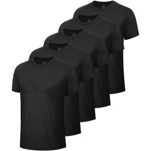 5 Pack Workout Shirts for Men-Quick Dry Black Gym Moisture Wicking Short Sleeve T-Shirts for Running Athletic Casual(3-heather Black*5)