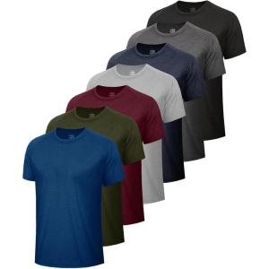 5 Pack Workout Shirts for Men-Quick Dry Black Gym Moisture Wicking Short Sleeve T-Shirts for Running Athletic Casual(7-heather Black/Dark Grey/Navy/Light Grey/Wine/Army Green/Dark Blue)