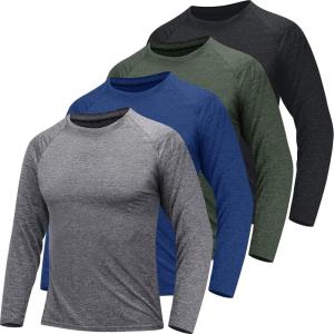 5/7 Pack Long Sleeve Shirts for Men – Quick Dry Moisture Wicking UPF 50+ Sun Protection T-Shirts for Workout Fishing Casual(4d – Black/Blue/Dark Grey/Army Green)