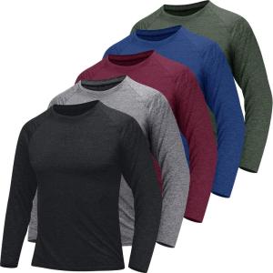 5/7 Pack Long Sleeve Shirts for Men – Quick Dry Moisture Wicking UPF 50+ Sun Protection T-Shirts for Workout Fishing Casual(5f – Black/Blue/Dark Grey/Army Green/Red)