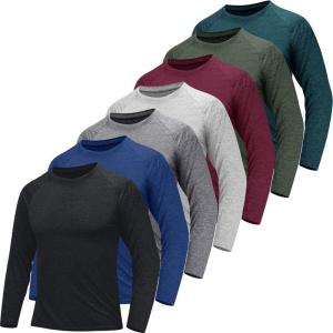5/7 Pack Long Sleeve Shirts for Men – Quick Dry Moisture Wicking UPF 50+ Sun Protection T-Shirts for Workout Fishing Casual(7a – Black/Blue/Dark Grey/Light Gray/Red/Army Green/Teal)