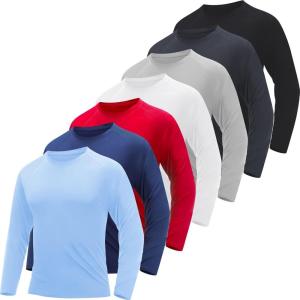 5/7 Pack Long Sleeve Shirts for Men – Quick Dry Moisture Wicking UPF 50+ Sun Protection T-Shirts for Workout Fishing Casual(7c – Black/Dark Grey/Navy/White/Light Gray/Red/Sky Blue)
