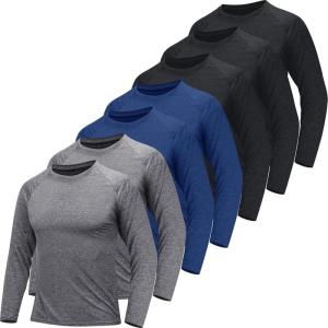 5/7 Pack Long Sleeve Shirts for Men – Quick Dry Moisture Wicking UPF 50+ Sun Protection T-Shirts for Workout Fishing Casual(7d – Black*3/Dark Grey*2/Blue*2)