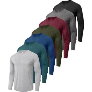 7 Pack Long Sleeve Shirts for Men – Quick Dry Moisture Wicking Sun Protection UV UPF T-Shirts for Fishing Workout Gym(1-heather Black.dark Grey dark Blue light Grey army Green dark Green wine)