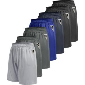 7 Pack Mens Athletic Shorts – Gym Basketball Running Workout Quick Dry Black Shorts with Pockets for Casual Performance(3-black/Black/Dack Grey/Dack Grey/Navy Blue/Light Grey/Royal Blue)