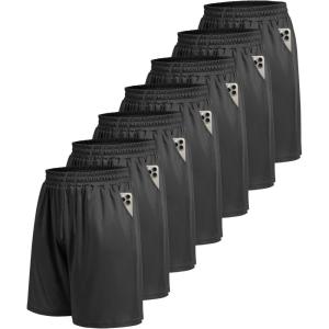 7 Pack Mens Athletic Shorts – Gym Basketball Running Workout Quick Dry Black Shorts with Pockets for Casual Performance(4-black/Black/Black/Black/Black/Black/Black)
