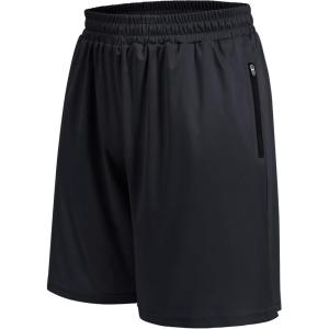 Basketball Gym Mens Shorts with Zipper Pockets – Quick Dry Lightweight Athletic Workout Running Casual Shorts for Men(1-black)