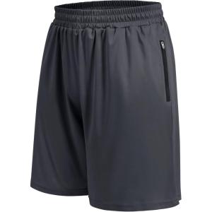 Basketball Gym Mens Shorts with Zipper Pockets – Quick Dry Lightweight Athletic Workout Running Casual Shorts for Men(2-dark Grey)