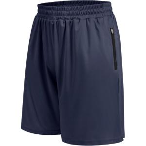 Basketball Gym Mens Shorts with Zipper Pockets – Quick Dry Lightweight Athletic Workout Running Casual Shorts for Men(3-navy Blue)