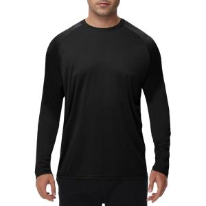 Long Sleeve Shirts for Men – Quick Dry Moisture Wicking UV UPF Sun Protection T-Shirts for Fishing Workout Swim(A-black)