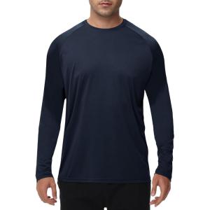 Long Sleeve Shirts for Men – Quick Dry Moisture Wicking UV UPF Sun Protection T-Shirts for Fishing Workout Swim(D-navy Blue)