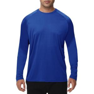 Long Sleeve Shirts for Men – Quick Dry Moisture Wicking UV UPF Sun Protection T-Shirts for Fishing Workout Swim(E-royal Blue)