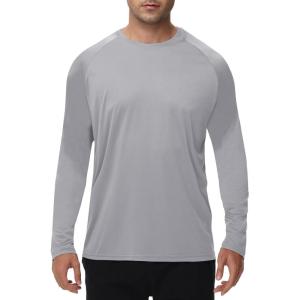 Long Sleeve Shirts for Men – Quick Dry Moisture Wicking UV UPF Sun Protection T-Shirts for Fishing Workout Swim(F-light Grey)