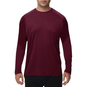 Long Sleeve Shirts for Men – Quick Dry Moisture Wicking UV UPF Sun Protection T-Shirts for Fishing Workout Swim(G-red Wine)
