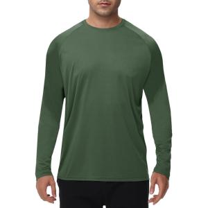 Long Sleeve Shirts for Men – Quick Dry Moisture Wicking UV UPF Sun Protection T-Shirts for Fishing Workout Swim(H-light Green)