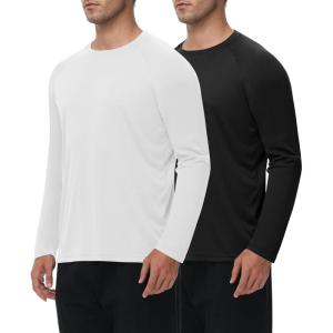 Long Sleeve Shirts for Men – Quick Dry Moisture Wicking UV UPF Sun Protection T-Shirts for Fishing Workout Swim(M-black/White)