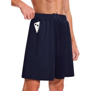 Men’s Athletic Gym Shorts – Quick Dry Black Casual Basketball Shorts with Pockets for Running Workout Activewear(Cn-navy)