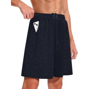 Men’s Athletic Gym Shorts – Quick Dry Black Casual Basketball Shorts with Pockets for Running Workout Activewear(Heather Navy)