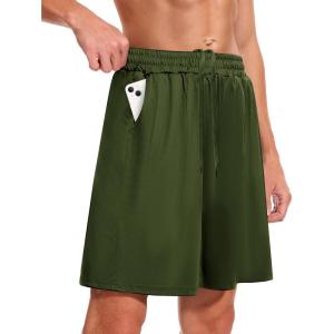 Men’s Athletic Gym Shorts – Quick Dry Black Casual Basketball Shorts with Pockets for Running Workout Activewear(Olive Green)