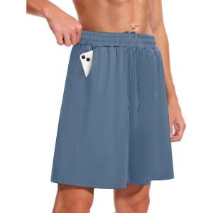 Men’s Athletic Gym Shorts – Quick Dry Black Casual Basketball Shorts with Pockets for Running Workout Activewear(Peacock Blue)