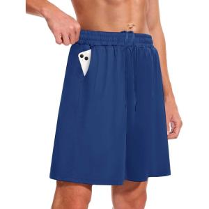 Men’s Athletic Gym Shorts – Quick Dry Black Casual Basketball Shorts with Pockets for Running Workout Activewear(Royal Blue)