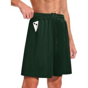 Men’s Athletic Gym Shorts – Quick Dry Black Casual Basketball Shorts with Pockets for Running Workout Activewear(Sn-army Green)