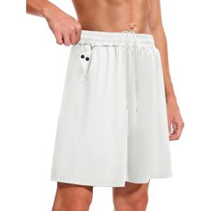 Men’s Athletic Gym Shorts – Quick Dry Black Casual Basketball Shorts with Pockets for Running Workout Activewear(White)