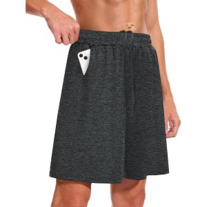 Men’s Athletic Gym Shorts – Quick Dry Black Casual Basketball Shorts with Pockets for Running Workout Activewear(Wn-heather Dark Grey)